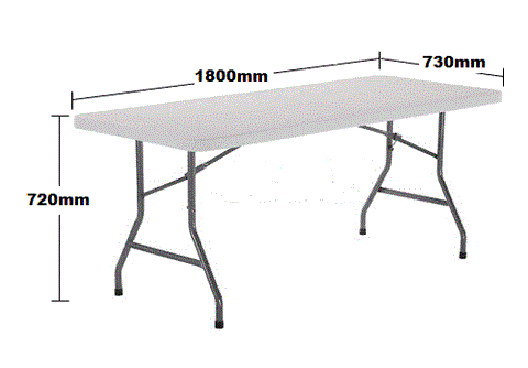 FOL001 - Fold in Half Rectangular Plastic Tables- 6ft (1800mm)-Tables-Moolla Furniture Corp CC